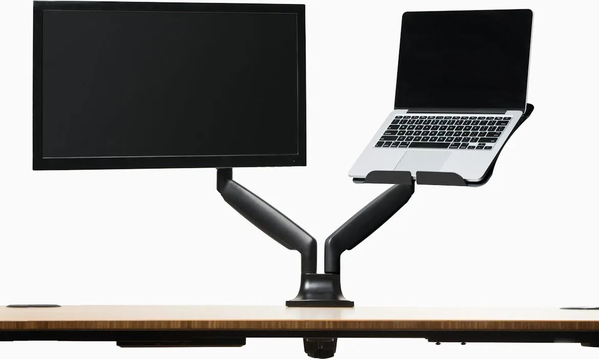 Jarvis Dual Monitor Arm, with Laptop Tray