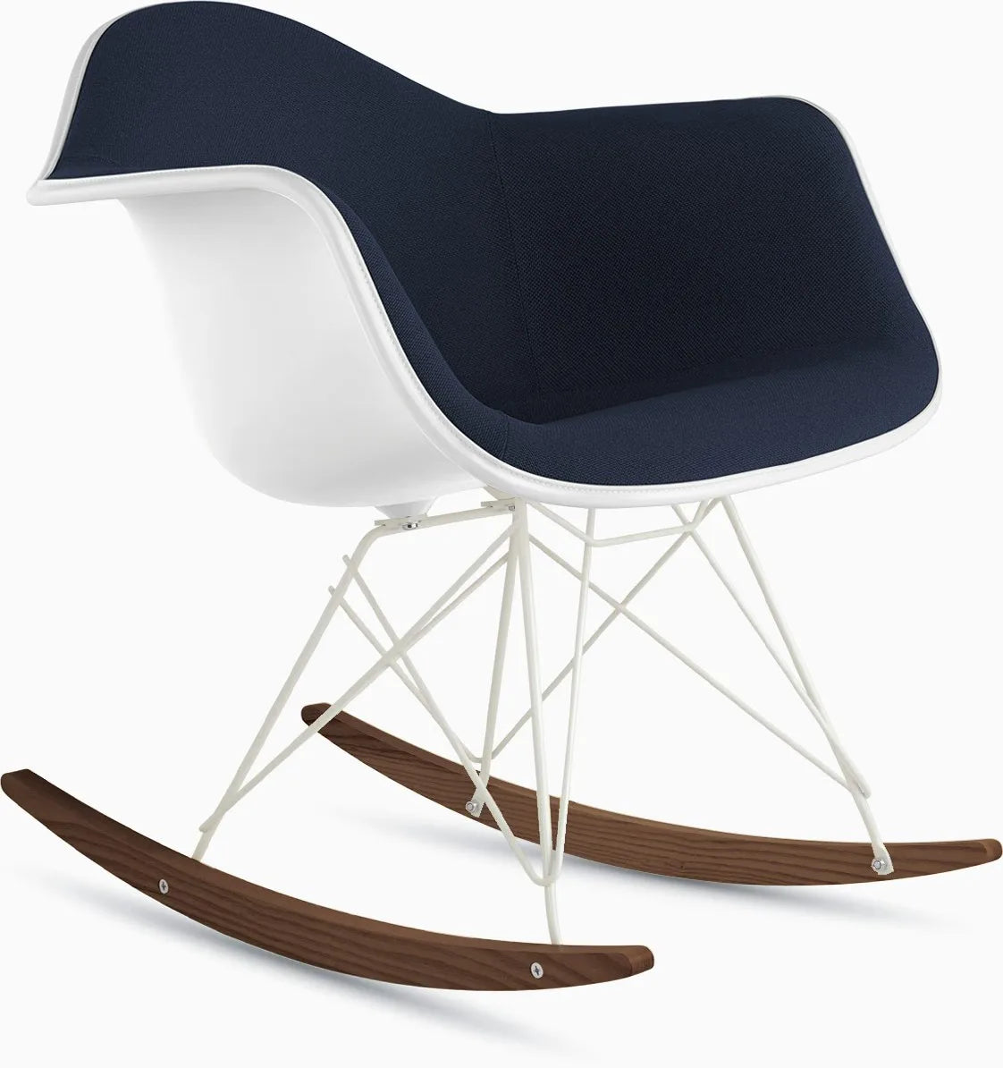 Eames Upholstered Molded Plastic Armchair, Rocker Base