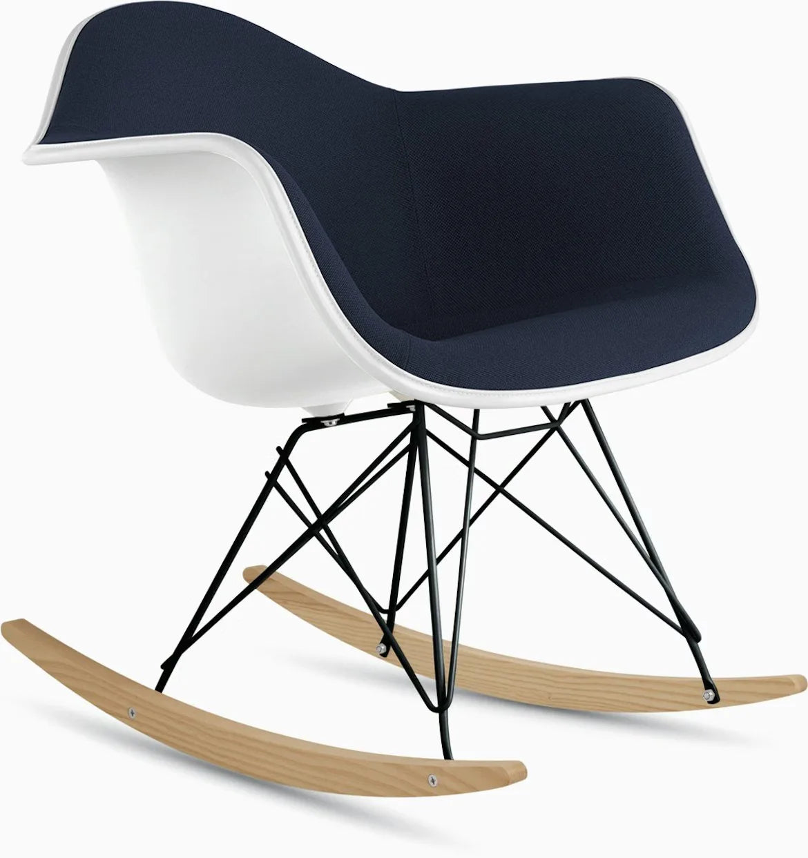 Eames Upholstered Molded Plastic Armchair, Rocker Base