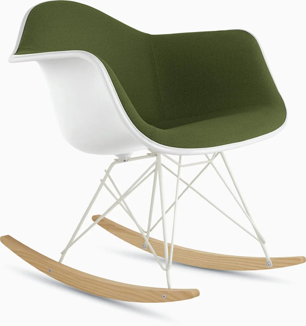 Eames Upholstered Molded Plastic Armchair, Rocker Base