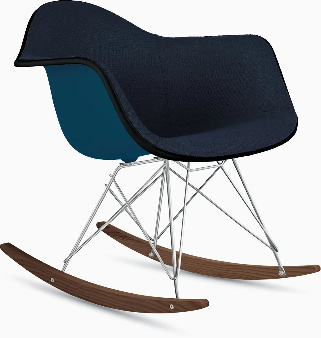Eames Upholstered Molded Plastic Armchair, Rocker Base