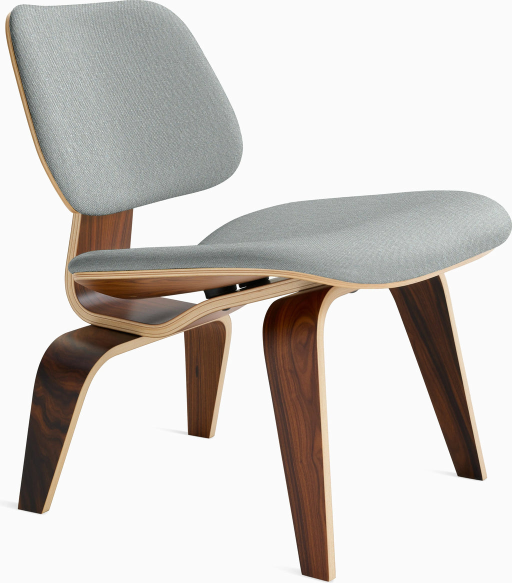Eames Molded Plywood Lounge Chair Wood Base (LCW), Upholstered