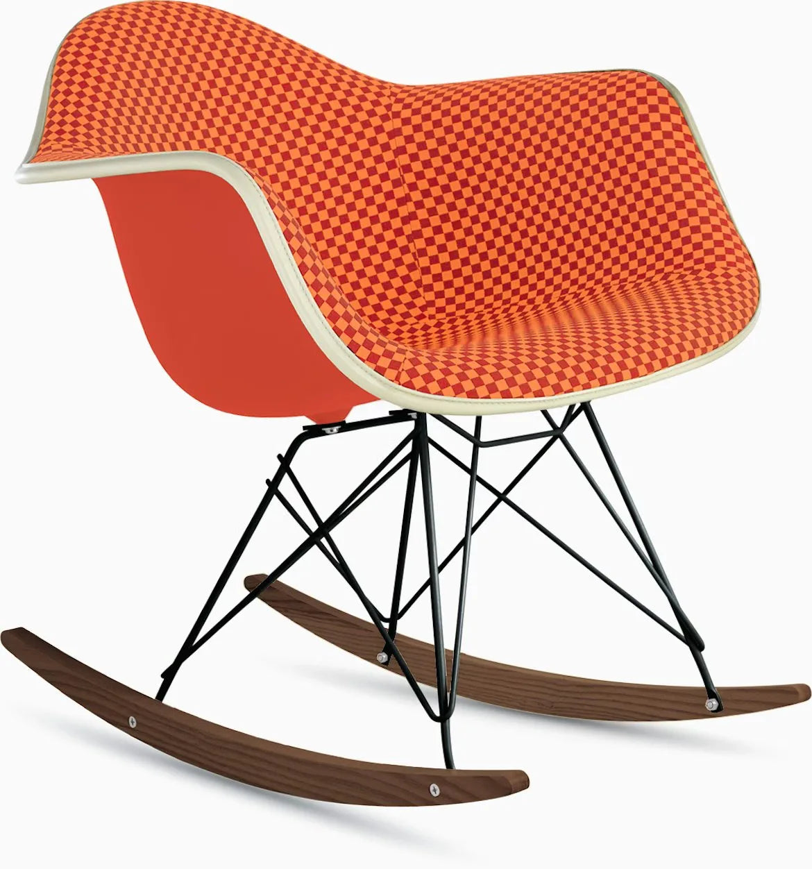 Eames Upholstered Molded Plastic Armchair, Rocker Base