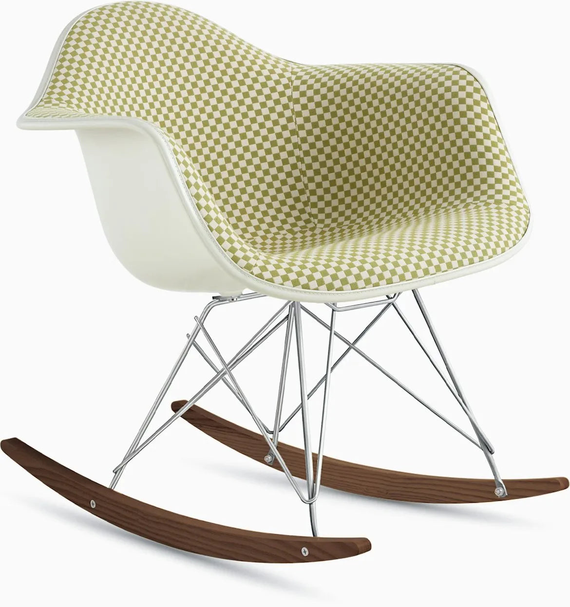 Eames Upholstered Molded Plastic Armchair, Rocker Base