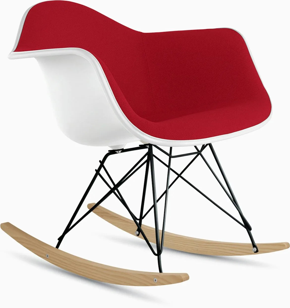 Eames Upholstered Molded Plastic Armchair, Rocker Base