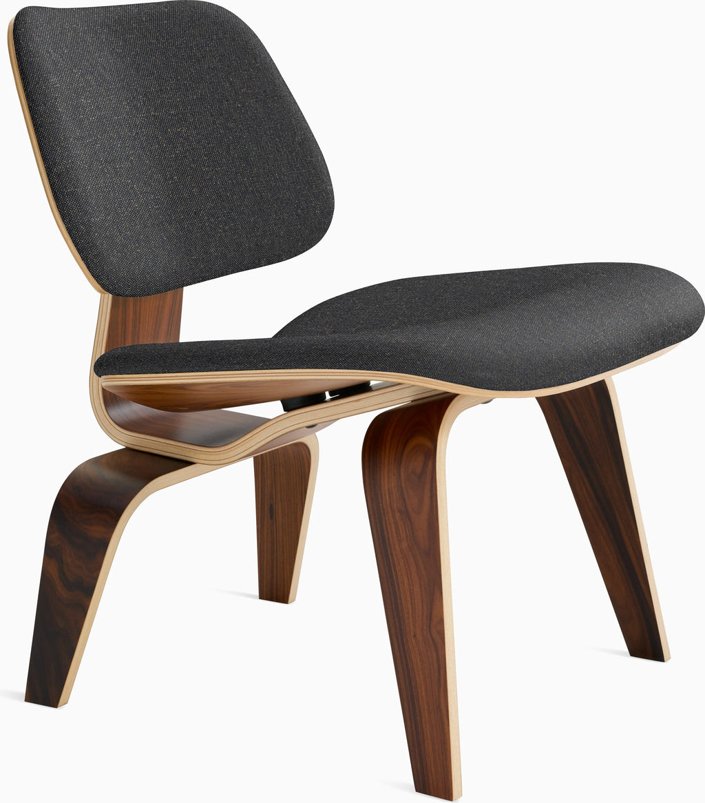Eames Molded Plywood Lounge Chair Wood Base (LCW), Upholstered