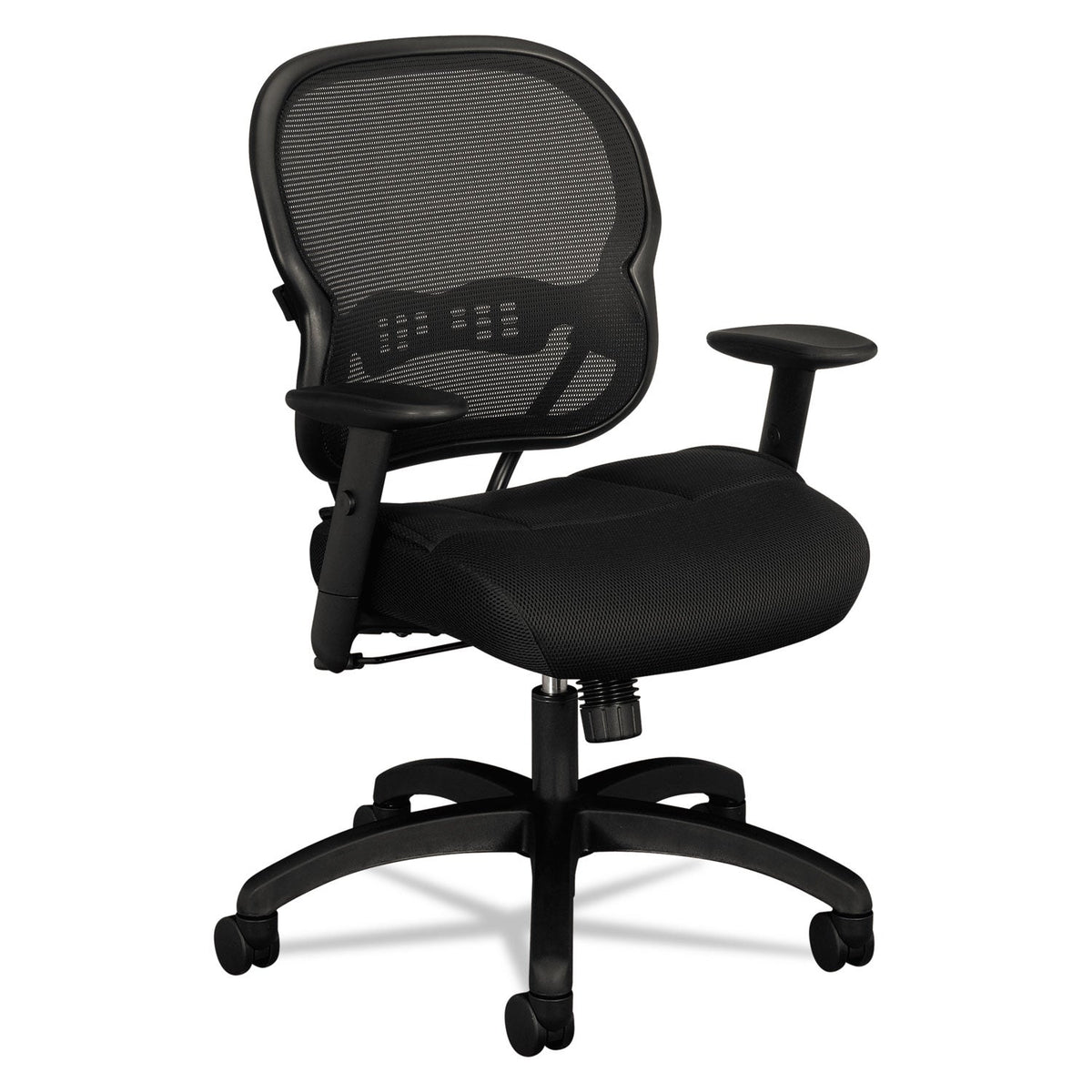 HON Wave Mesh Mid-Back Task Chair, Supports Up to 250 lb, 18" to 22.25" Seat Height, Black