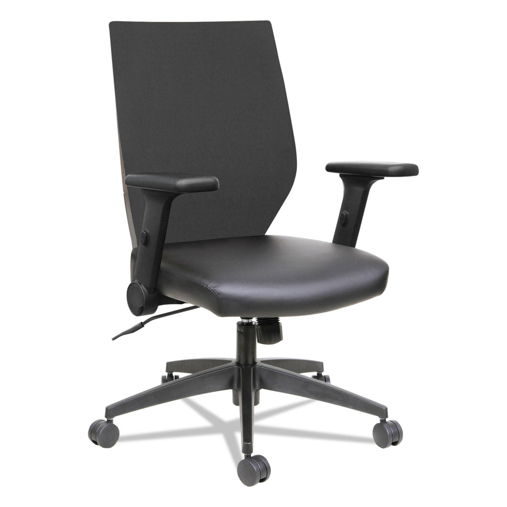 Alera EB-T Series Synchro Mid-Back Flip-Arm Chair, Supports Up to 275 lb, 17.71" to 21.65" Seat Height, Black