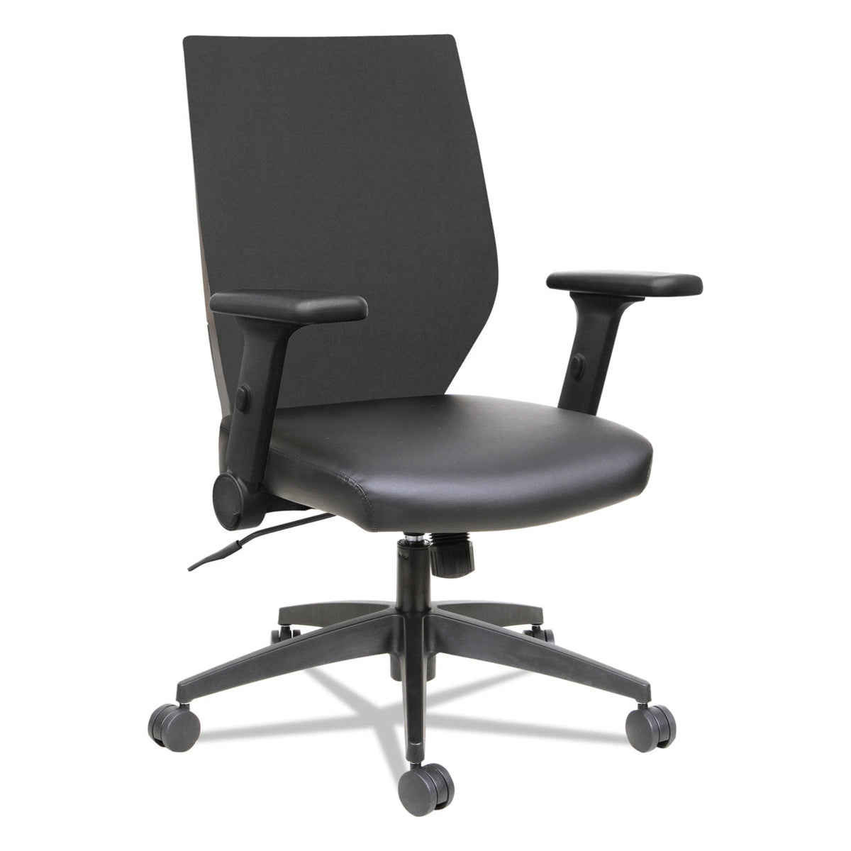 Alera EB-T Series Synchro Mid-Back Flip-Arm Chair, Supports Up to 275 lb, 17.71" to 21.65" Seat Height, Black