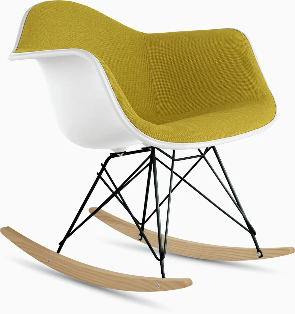 Eames Upholstered Molded Plastic Armchair, Rocker Base