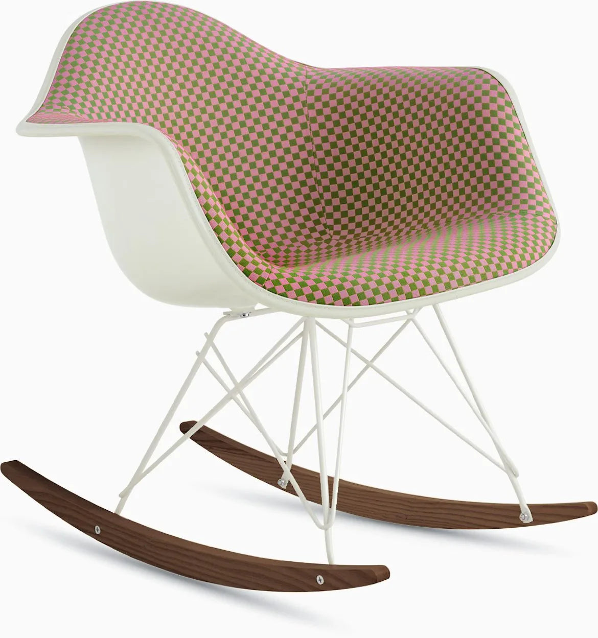 Eames Upholstered Molded Plastic Armchair, Rocker Base