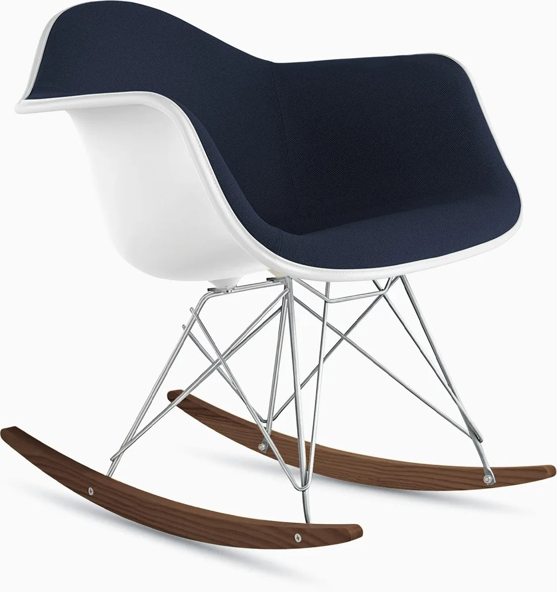 Eames Upholstered Molded Plastic Armchair, Rocker Base
