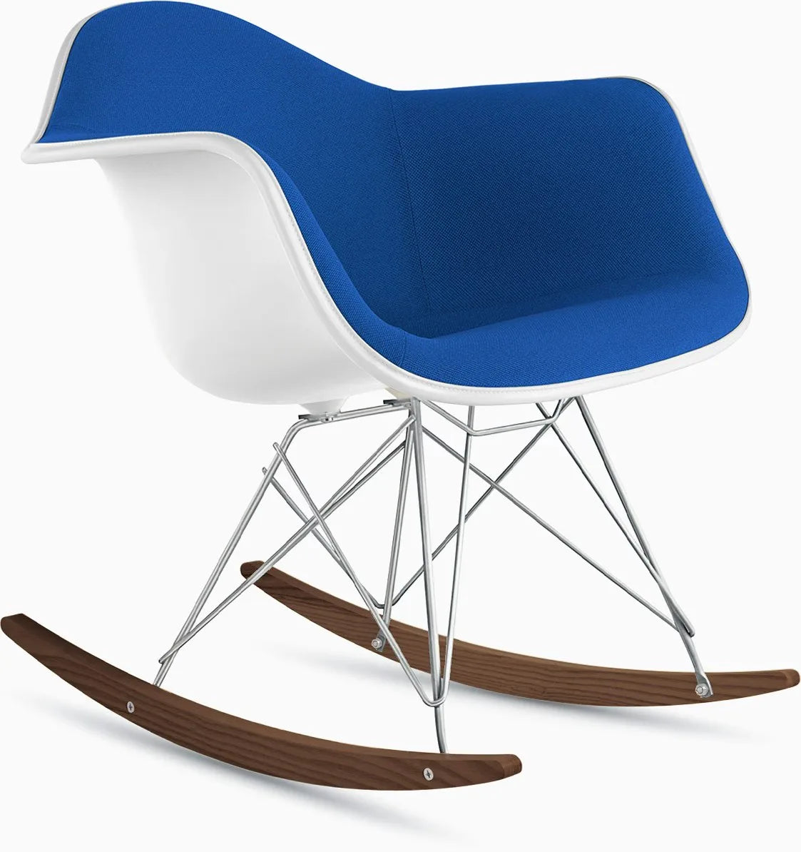 Eames Upholstered Molded Plastic Armchair, Rocker Base