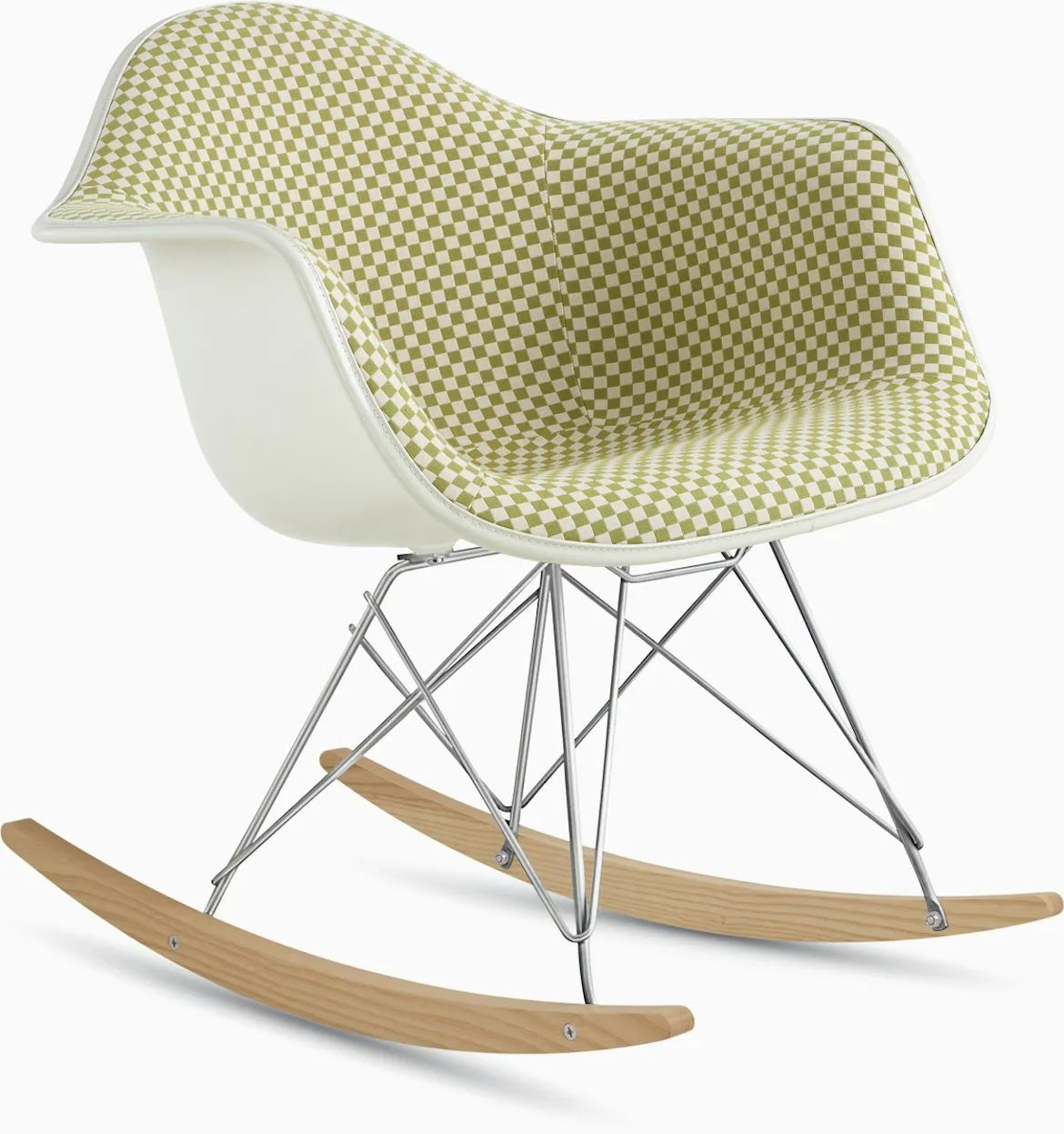 Eames Upholstered Molded Plastic Armchair, Rocker Base