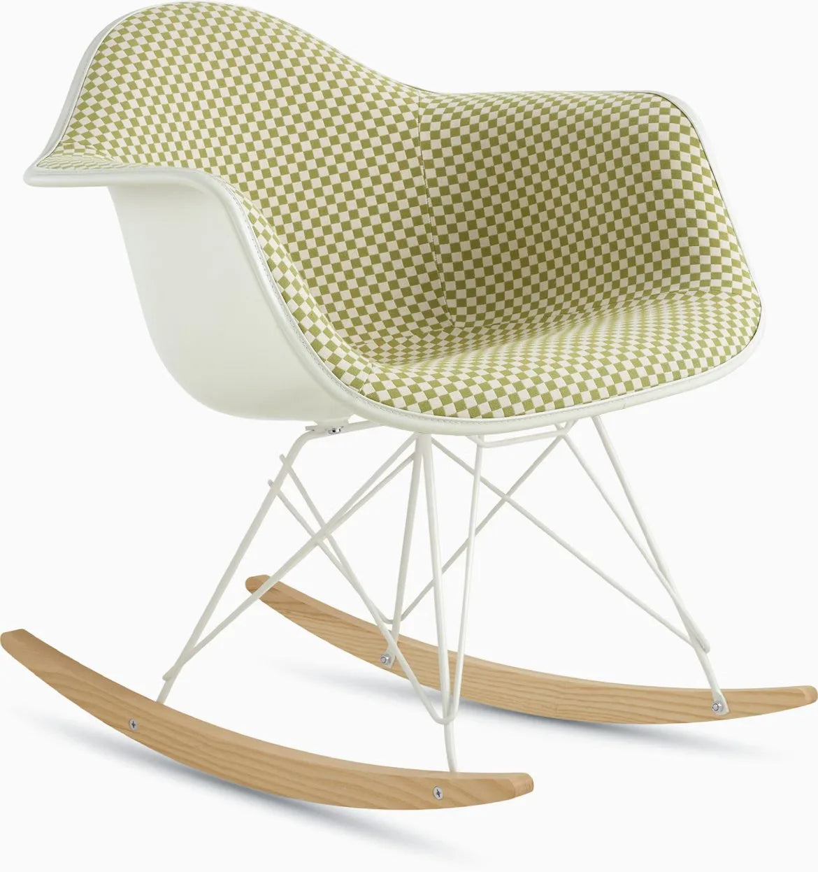 Eames Upholstered Molded Plastic Armchair, Rocker Base