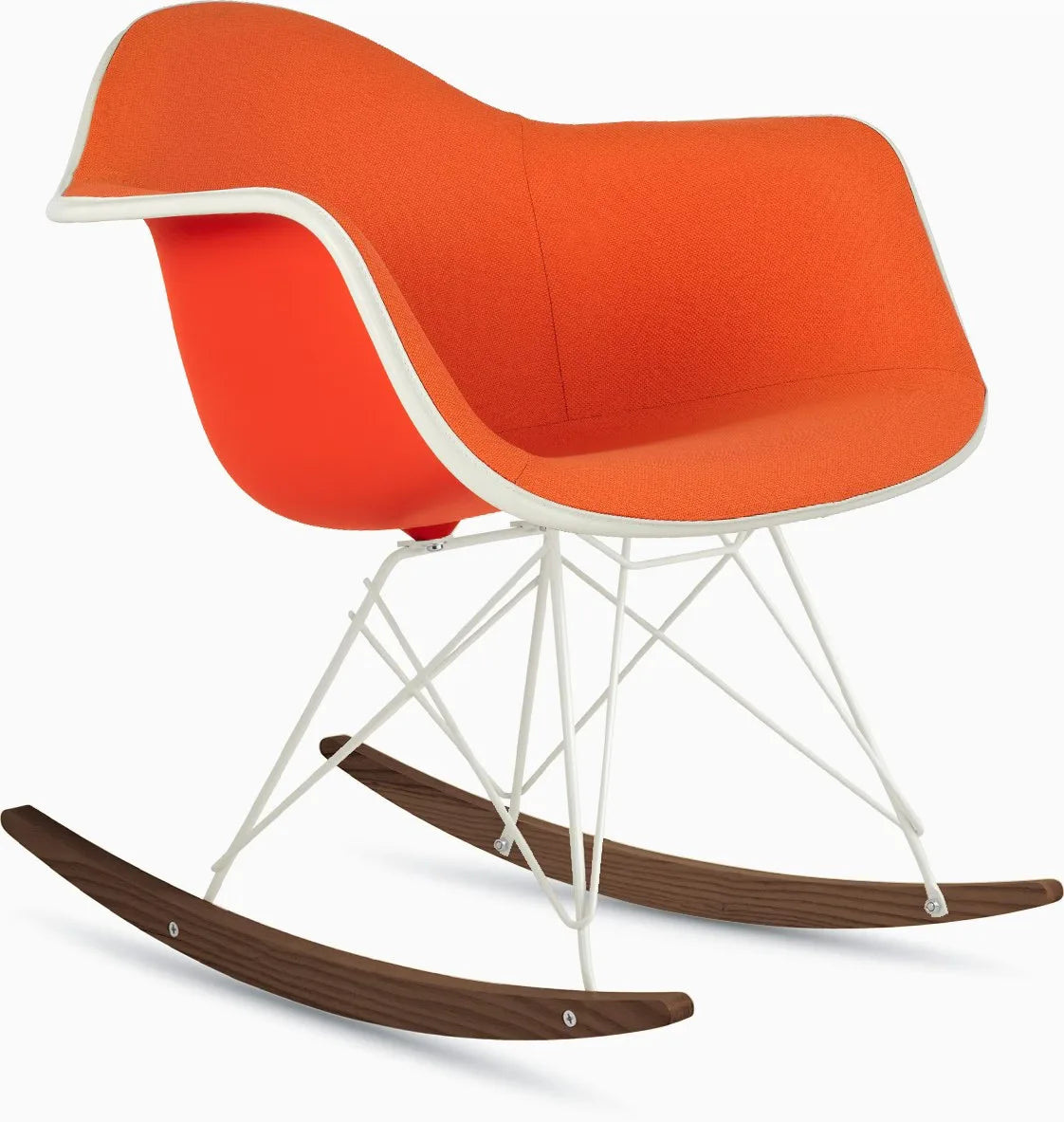 Eames Upholstered Molded Plastic Armchair, Rocker Base