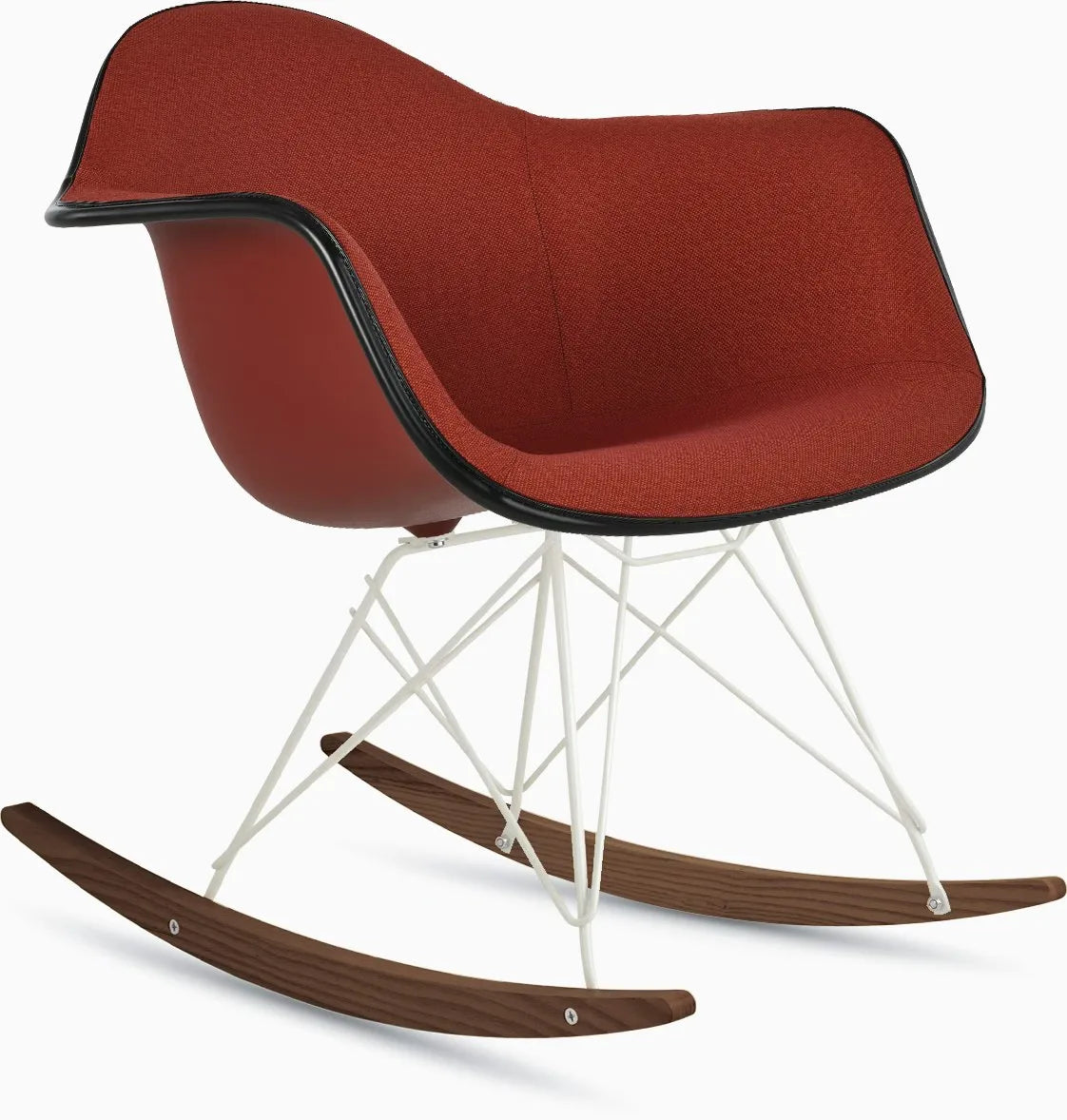 Eames Upholstered Molded Plastic Armchair, Rocker Base