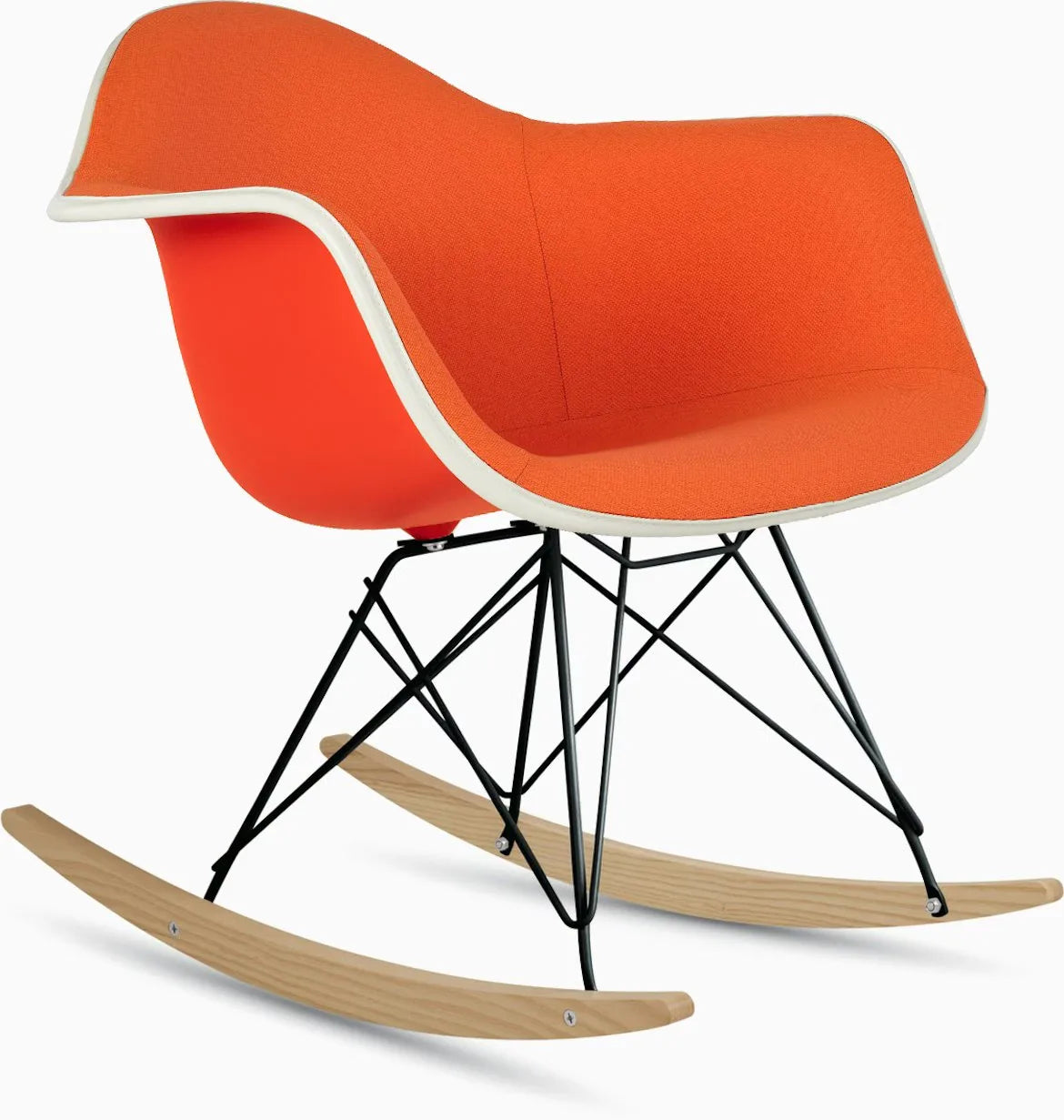 Eames Upholstered Molded Plastic Armchair, Rocker Base