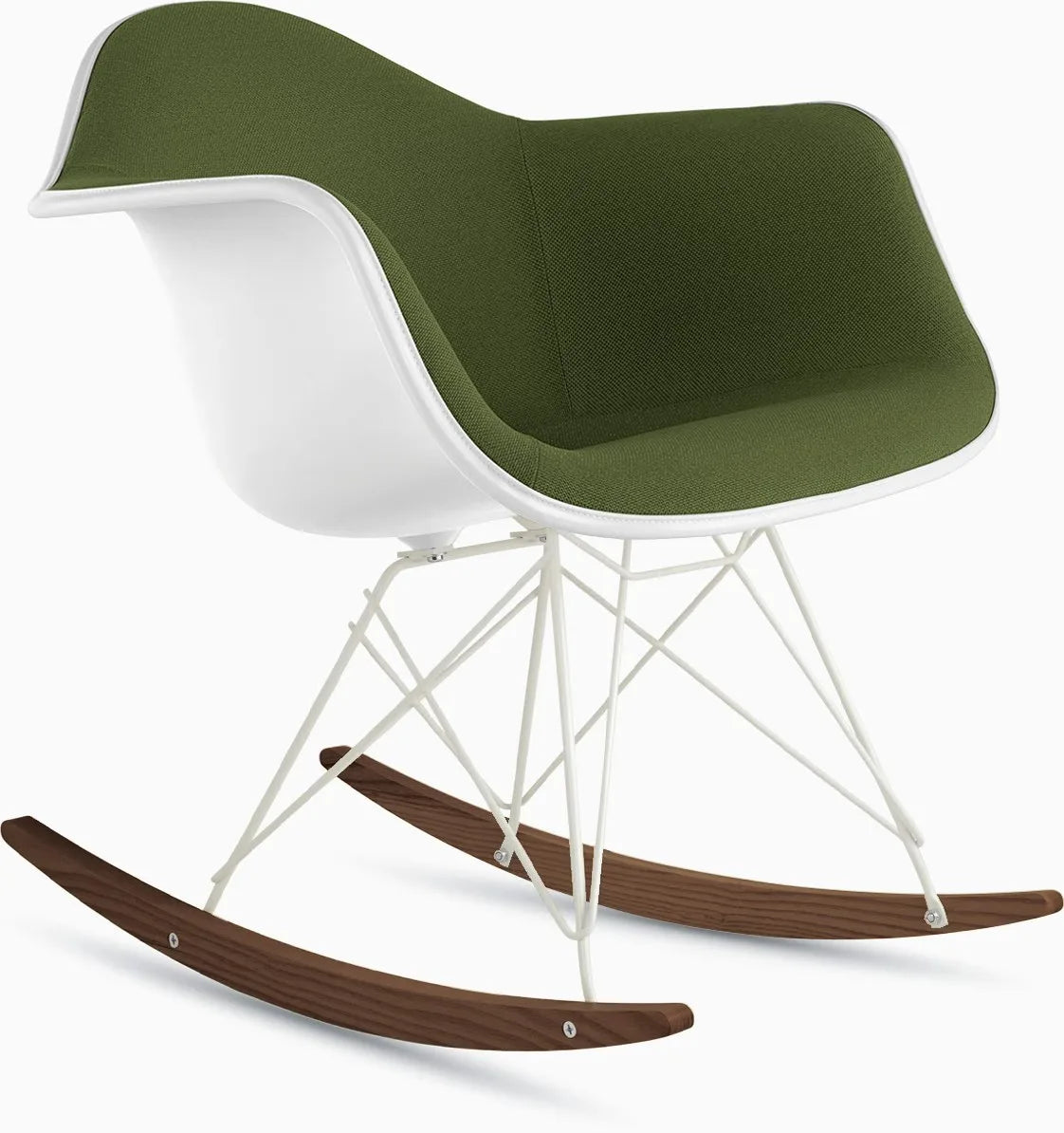 Eames Upholstered Molded Plastic Armchair, Rocker Base