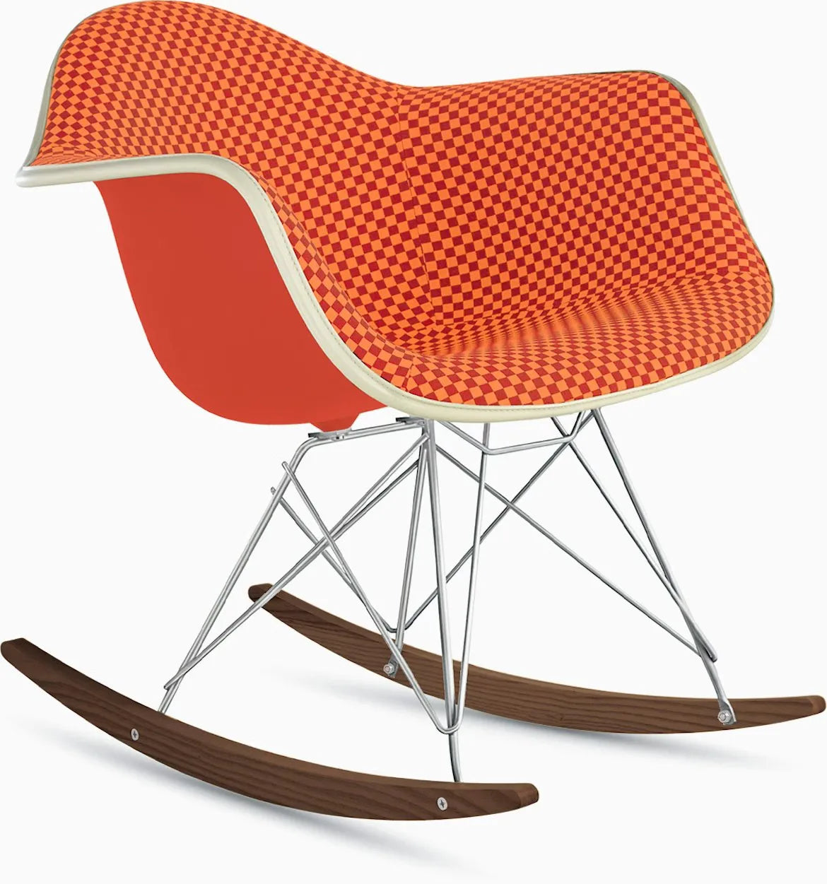 Eames Upholstered Molded Plastic Armchair, Rocker Base