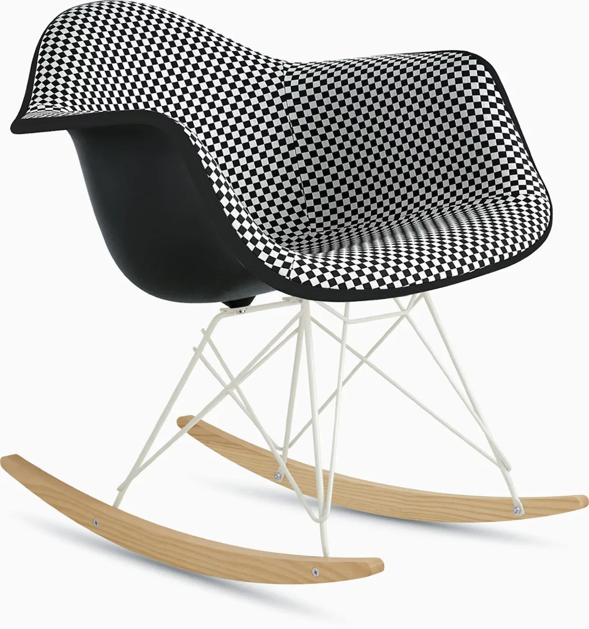 Eames Upholstered Molded Plastic Armchair, Rocker Base