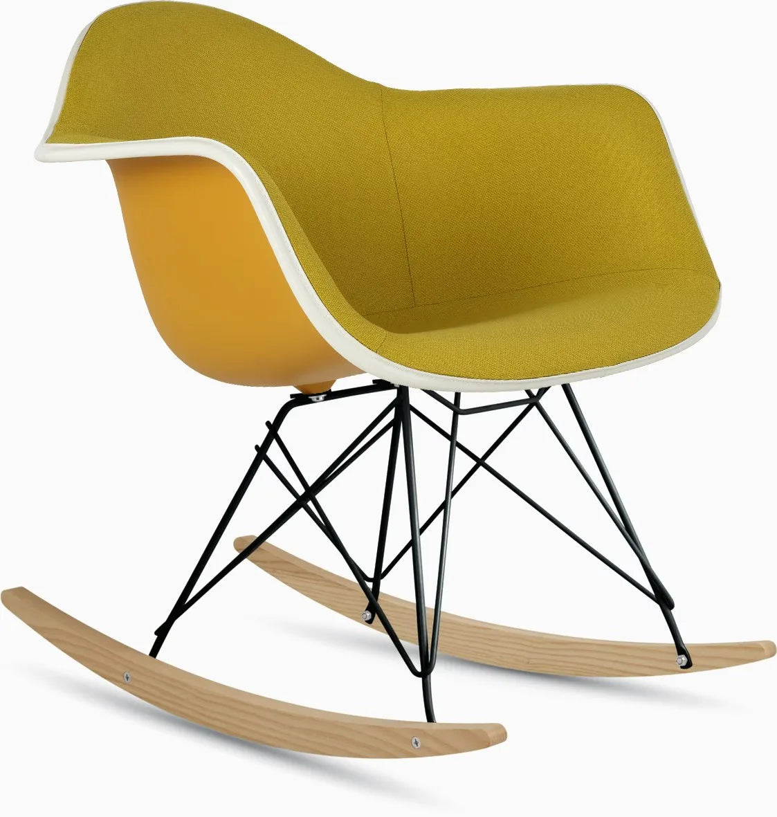 Eames Upholstered Molded Plastic Armchair, Rocker Base
