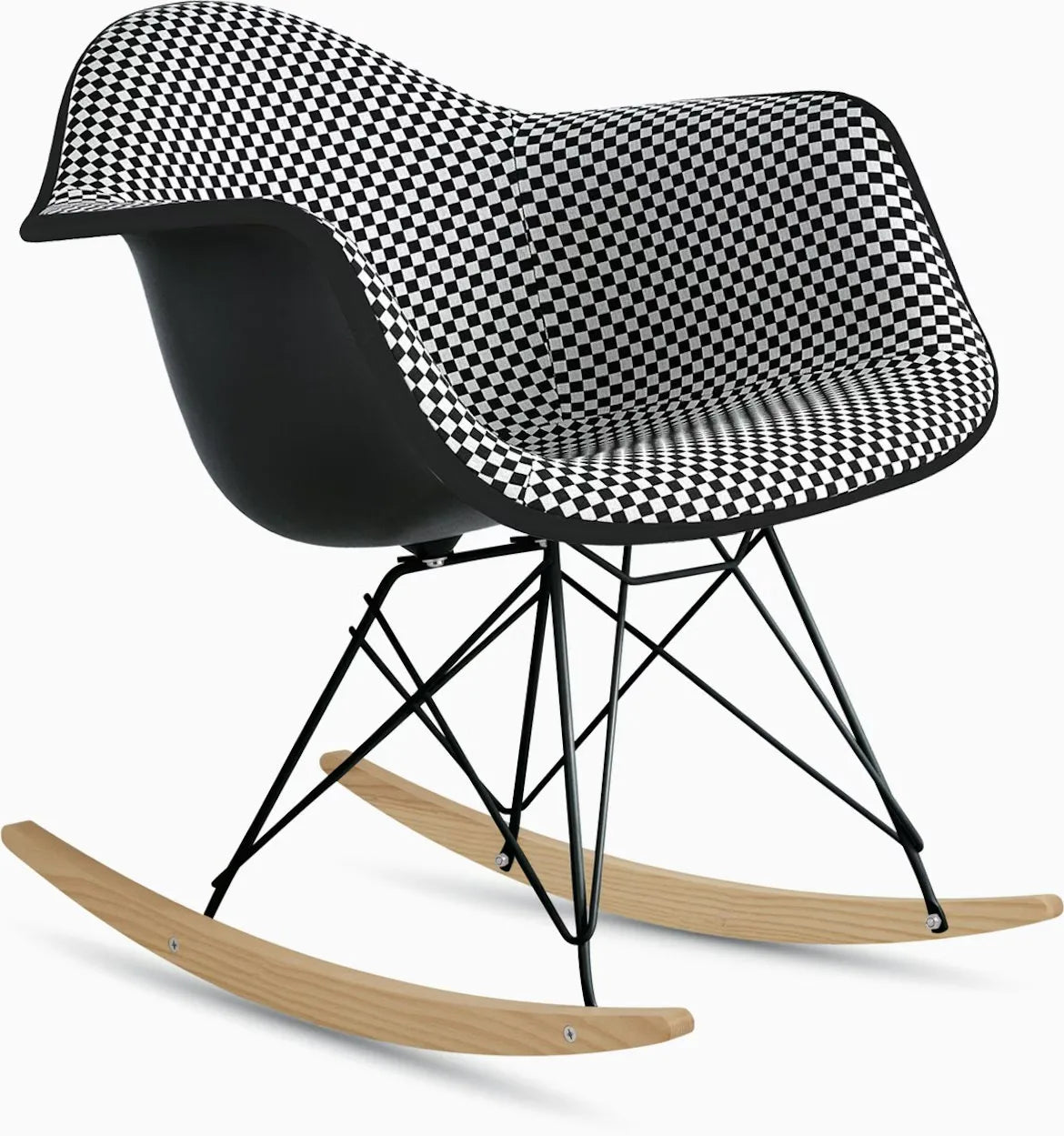 Eames Upholstered Molded Plastic Armchair, Rocker Base