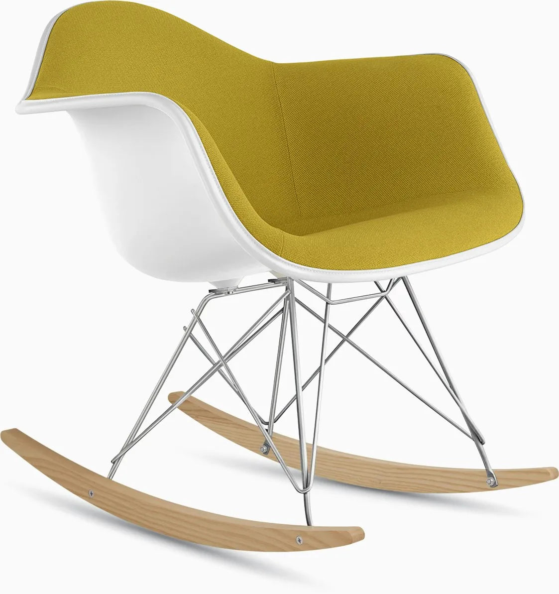 Eames Upholstered Molded Plastic Armchair, Rocker Base