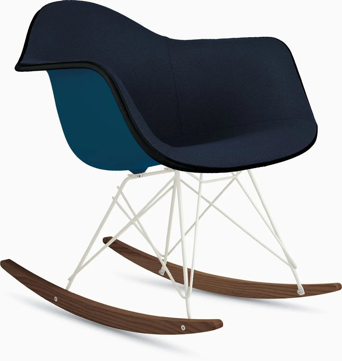 Eames Upholstered Molded Plastic Armchair, Rocker Base