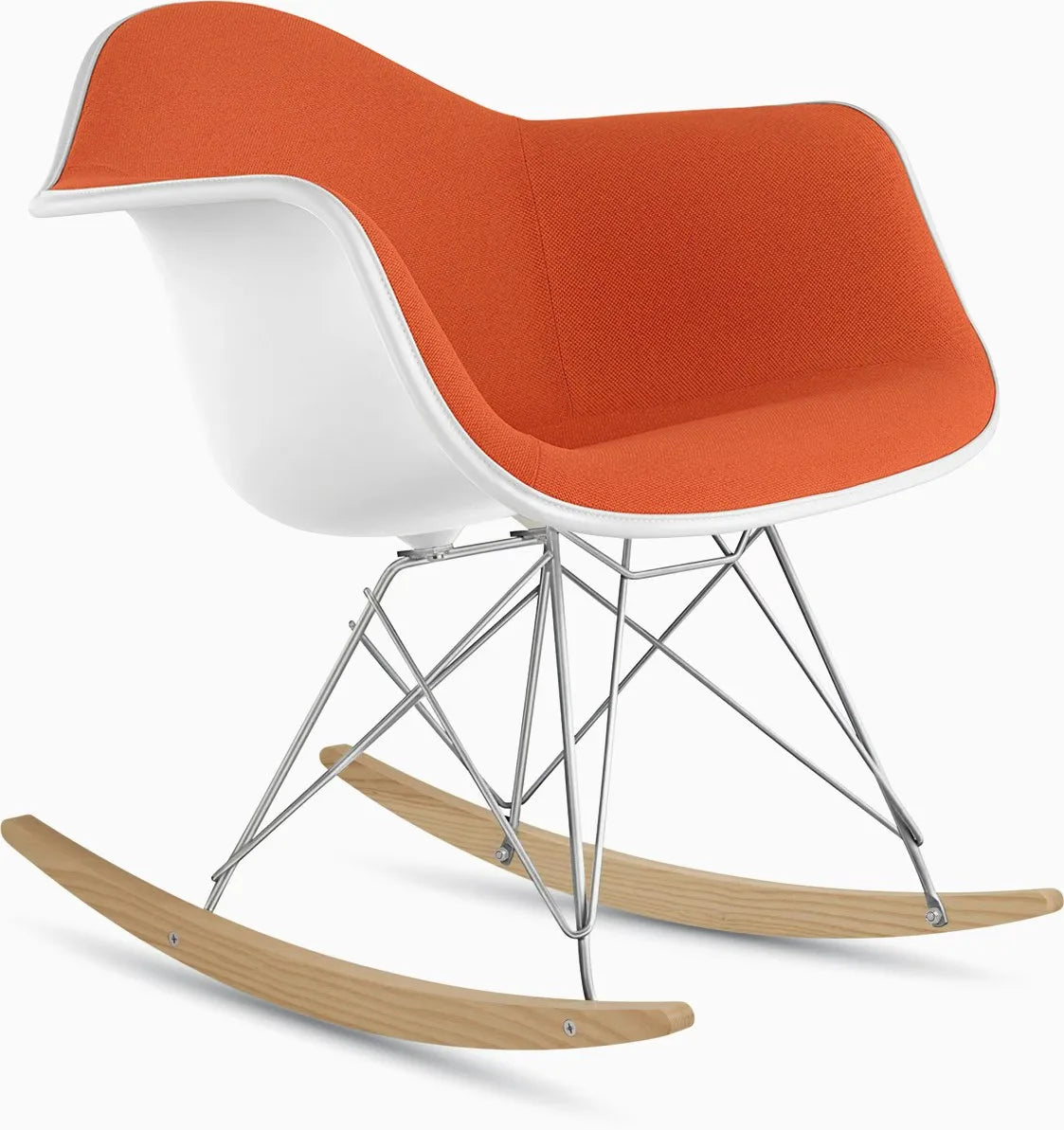 Eames Upholstered Molded Plastic Armchair, Rocker Base