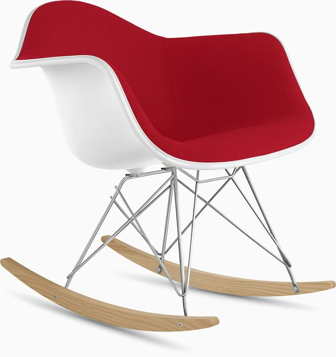 Eames Upholstered Molded Plastic Armchair, Rocker Base