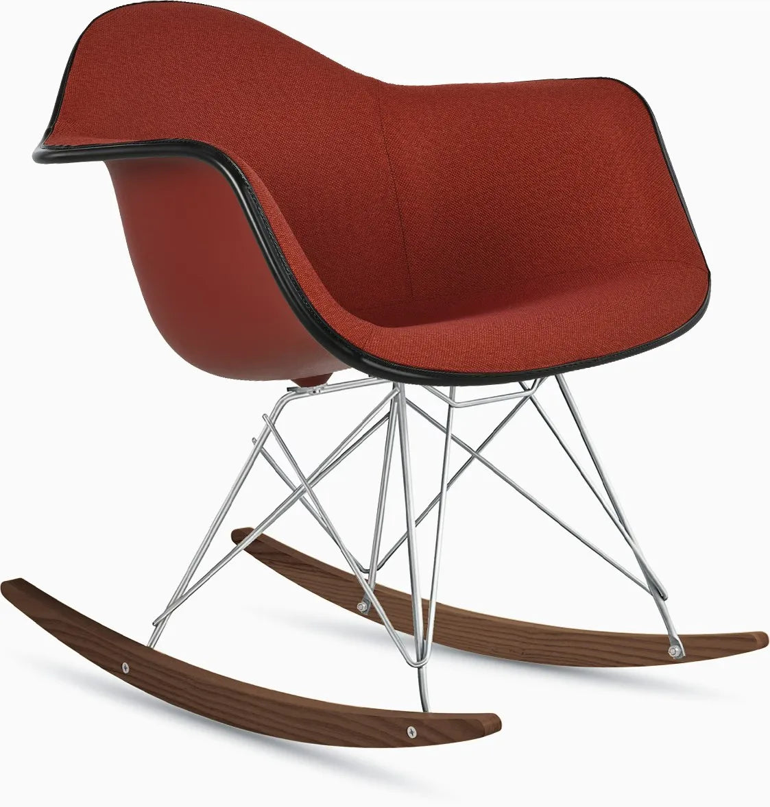 Eames Upholstered Molded Plastic Armchair, Rocker Base
