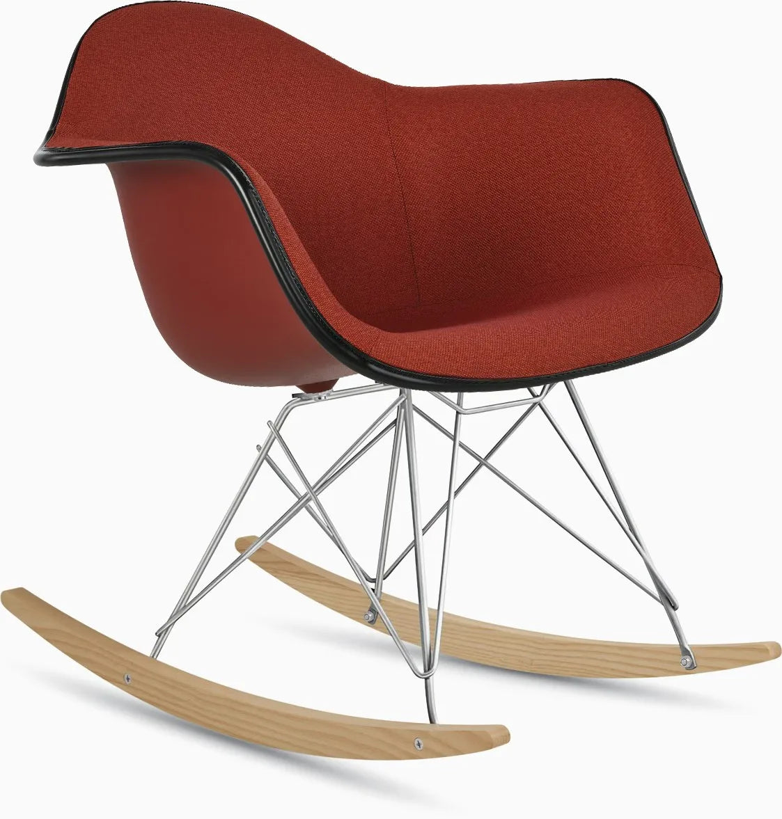 Eames Upholstered Molded Plastic Armchair, Rocker Base