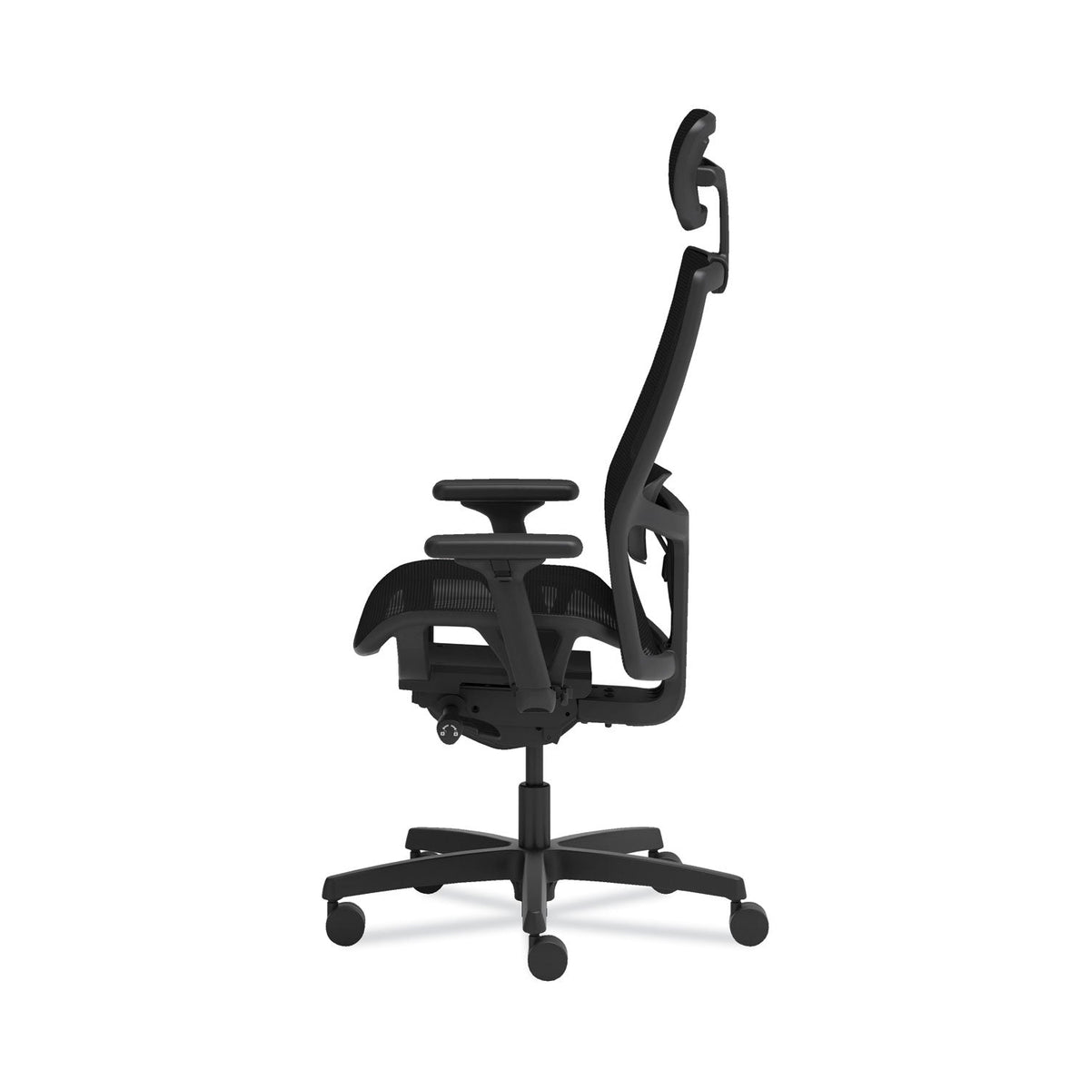 HON Ignition 2.0 4-Way Stretch Mesh Back and Seat Task Chair, Supports Up to 300 lb, 17" to 21" Seat, Black Seat, Black Base