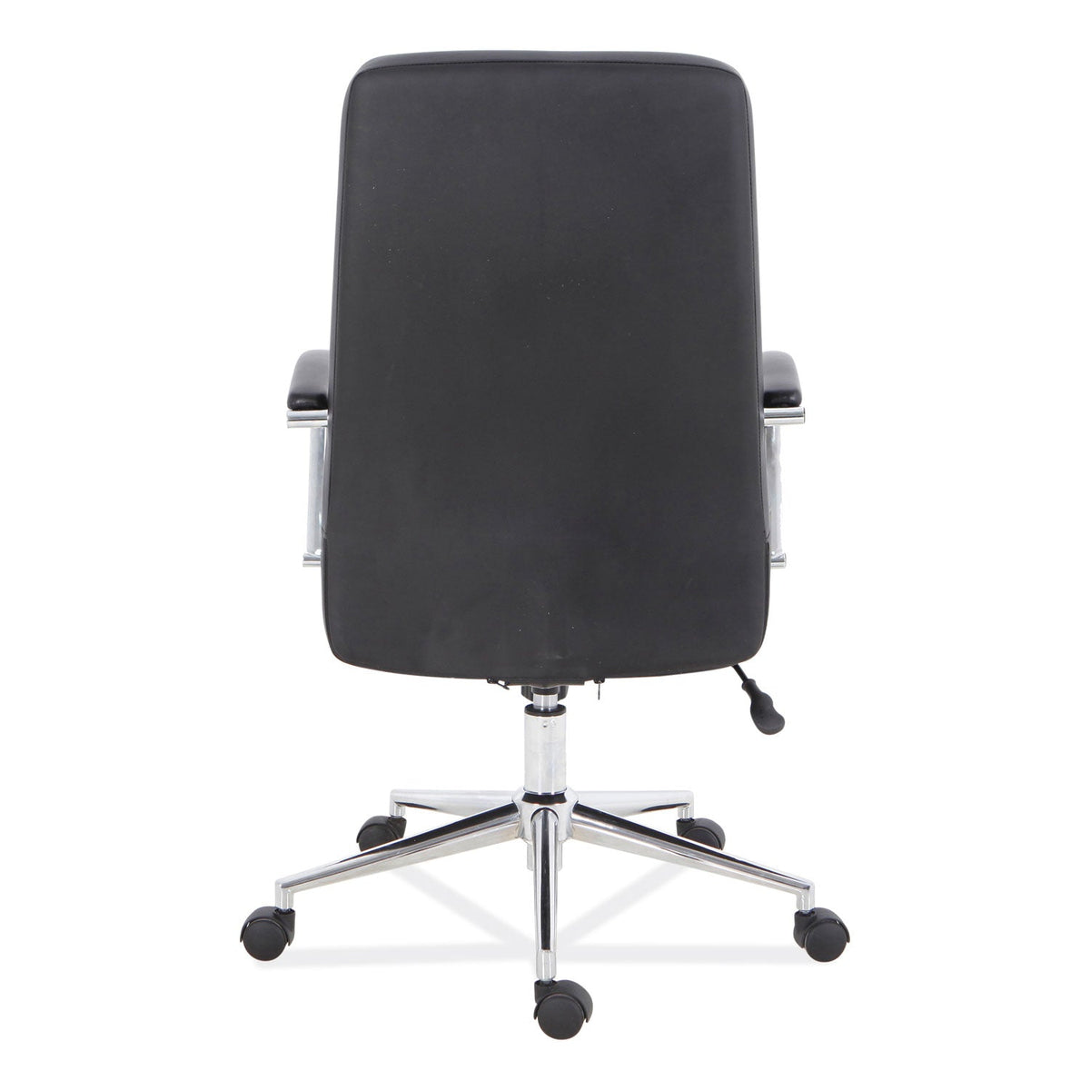 Workspace by Alera Leather Task Chair, Supports Up to 275 lb, 18.19" to 21.93" Seat Height, Black Seat, Black Back