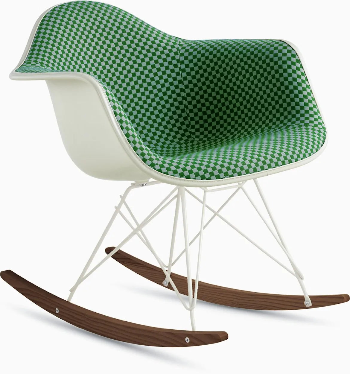 Eames Upholstered Molded Plastic Armchair, Rocker Base