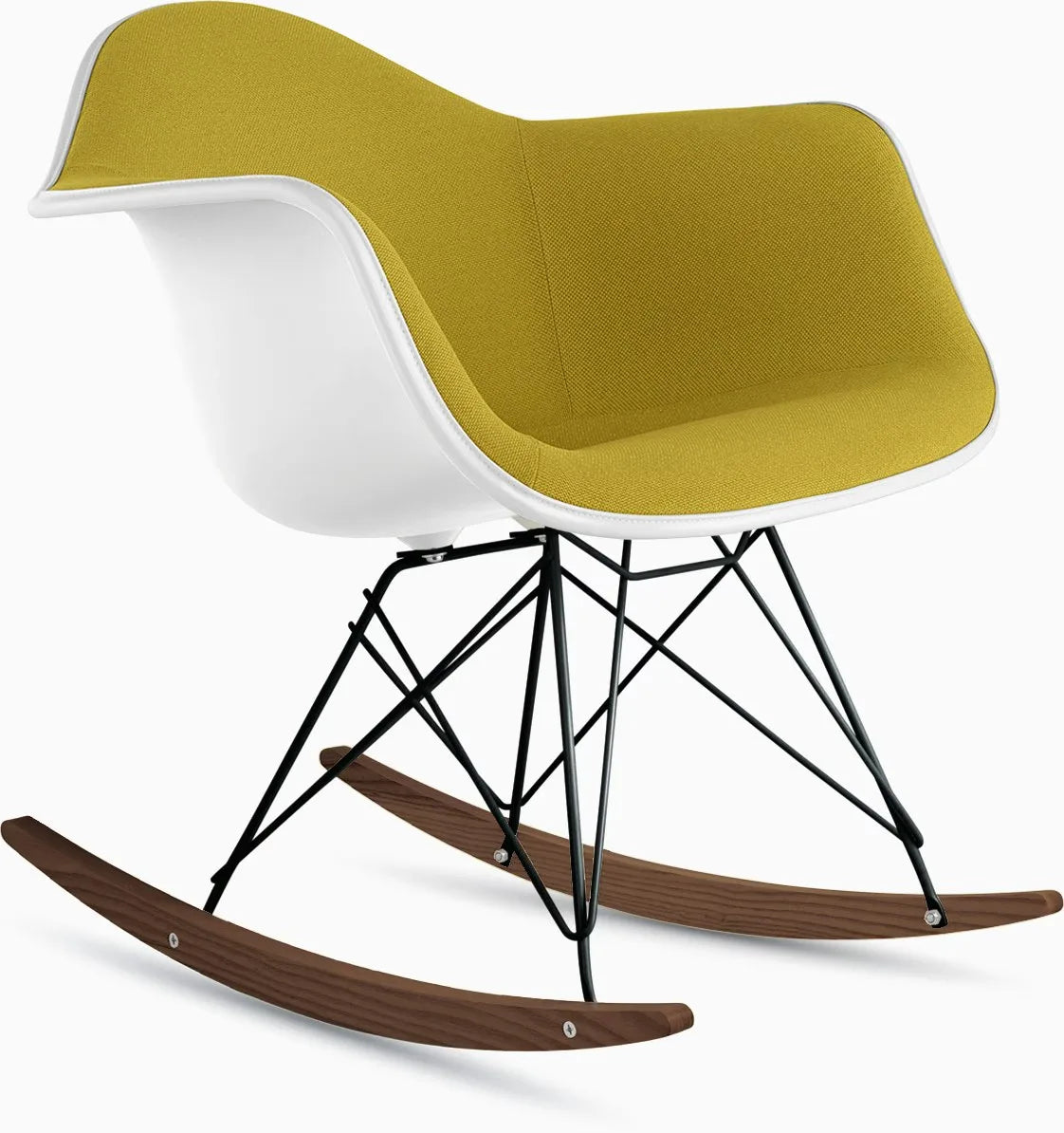 Eames Upholstered Molded Plastic Armchair, Rocker Base