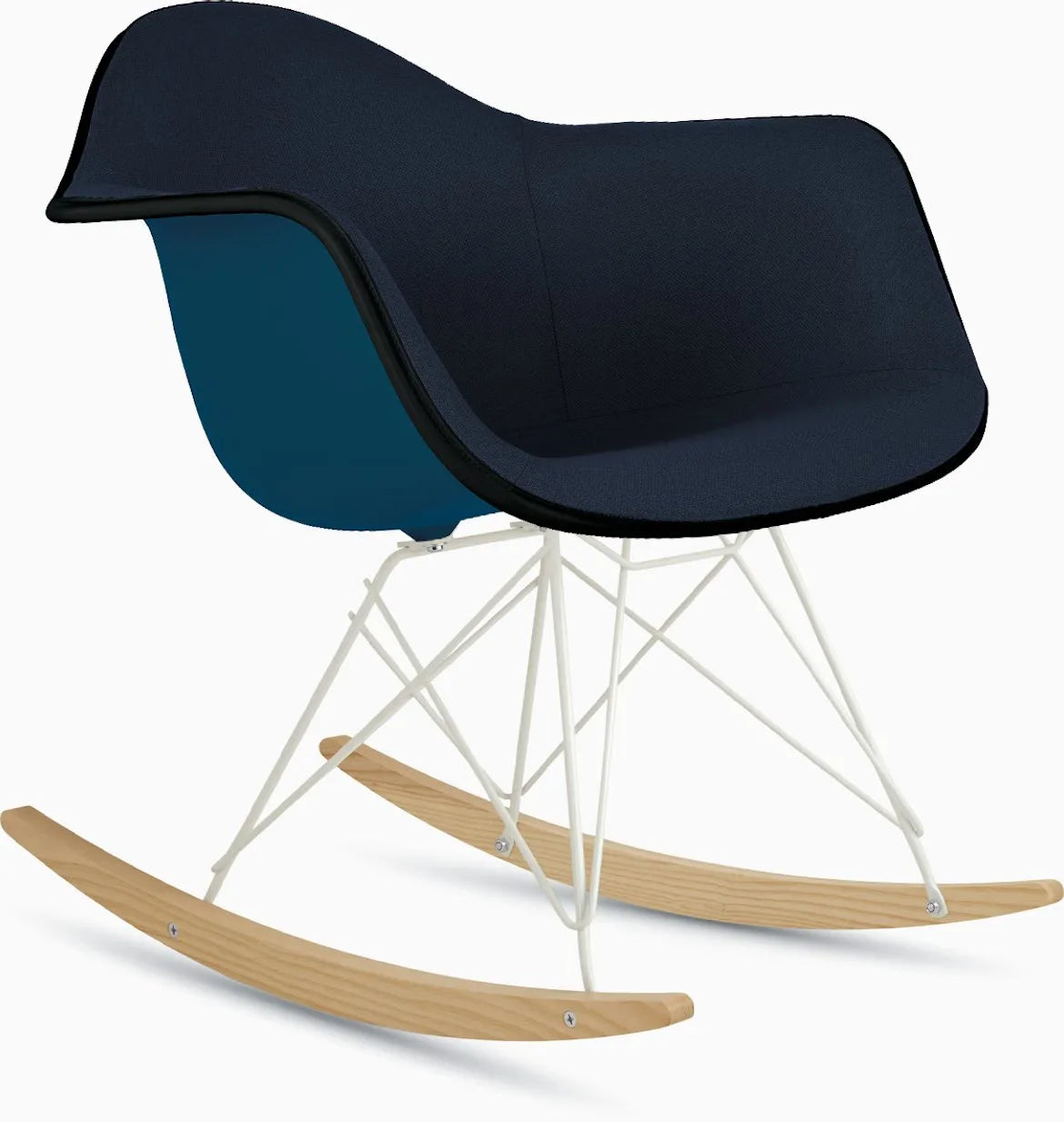 Eames Upholstered Molded Plastic Armchair, Rocker Base