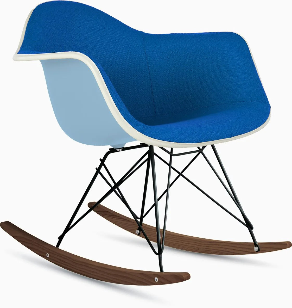 Eames Upholstered Molded Plastic Armchair, Rocker Base