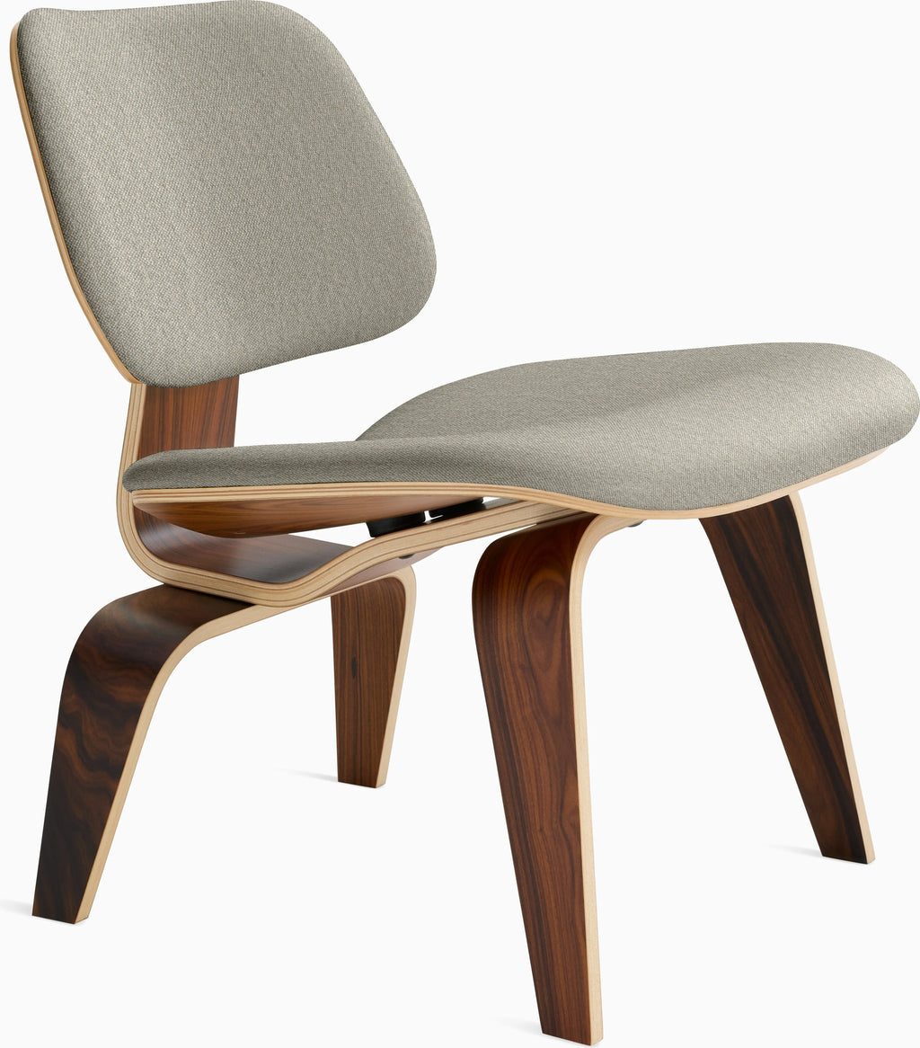 Eames Molded Plywood Lounge Chair Wood Base (LCW), Upholstered