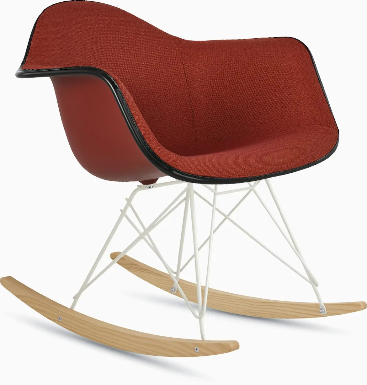 Eames Upholstered Molded Plastic Armchair, Rocker Base