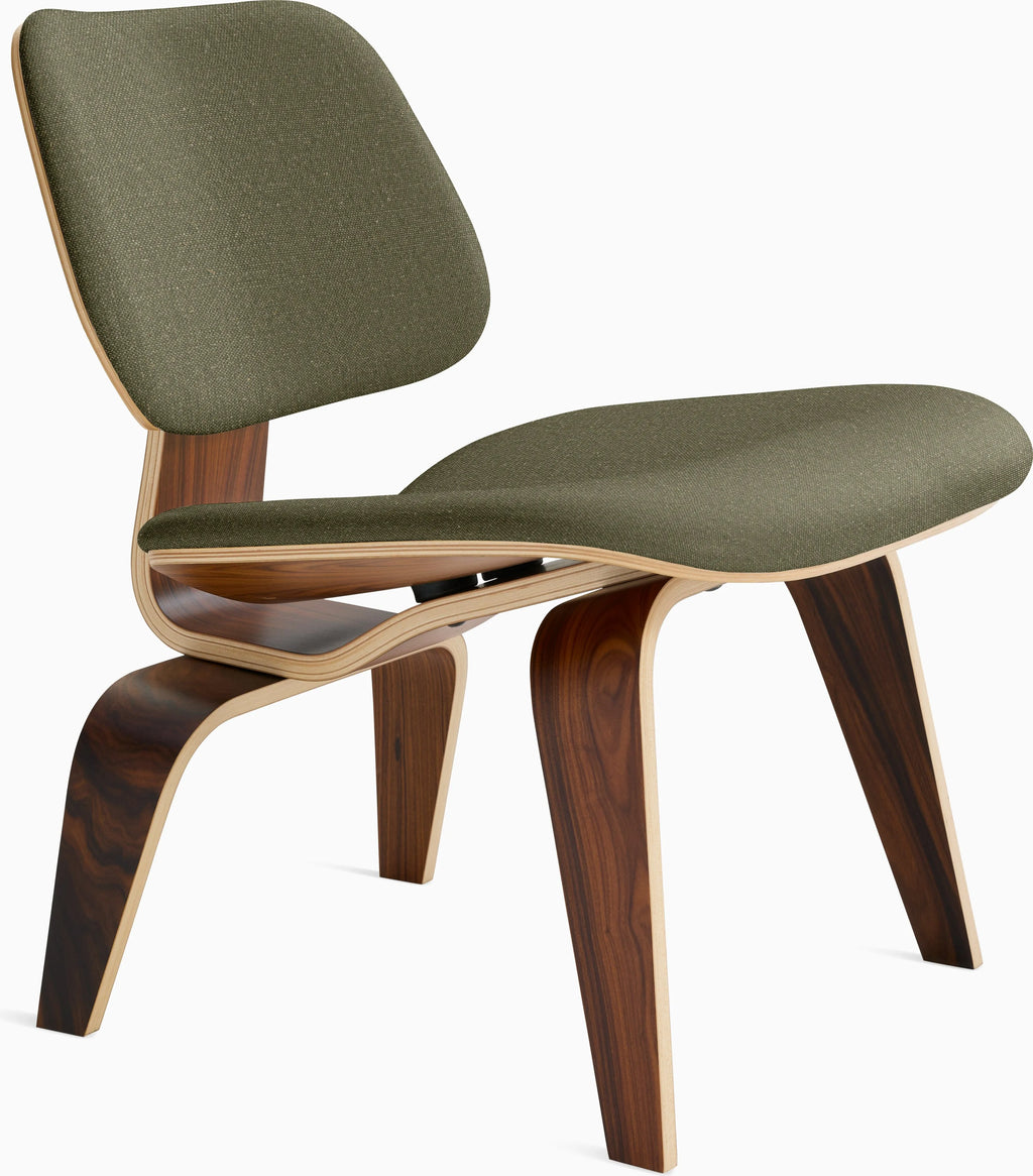 Eames Molded Plywood Lounge Chair Wood Base (LCW), Upholstered