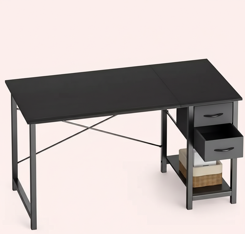 Compact Computer Desk with Storage Drawers