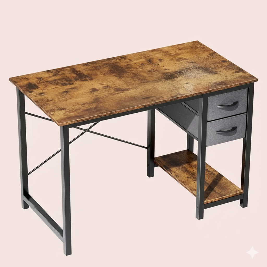 Compact Computer Desk with Storage Drawers