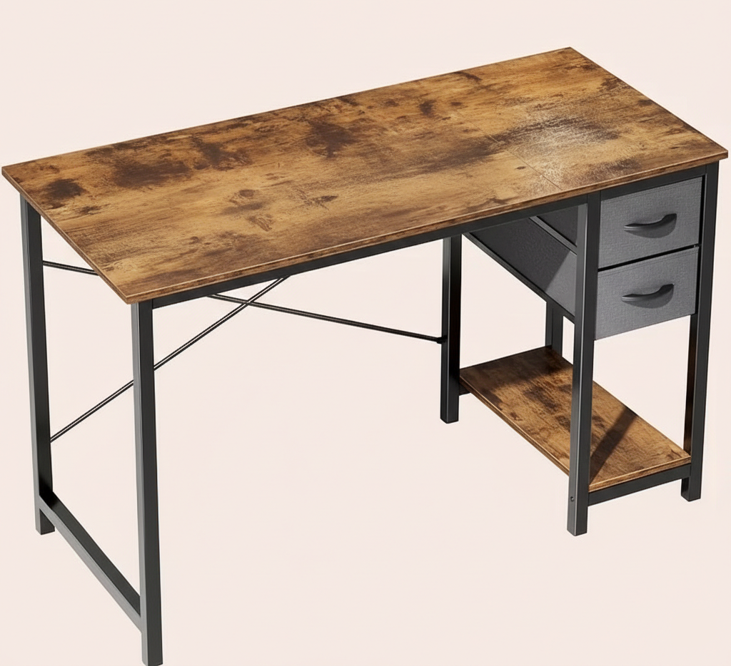 Compact Computer Desk with Storage Drawers