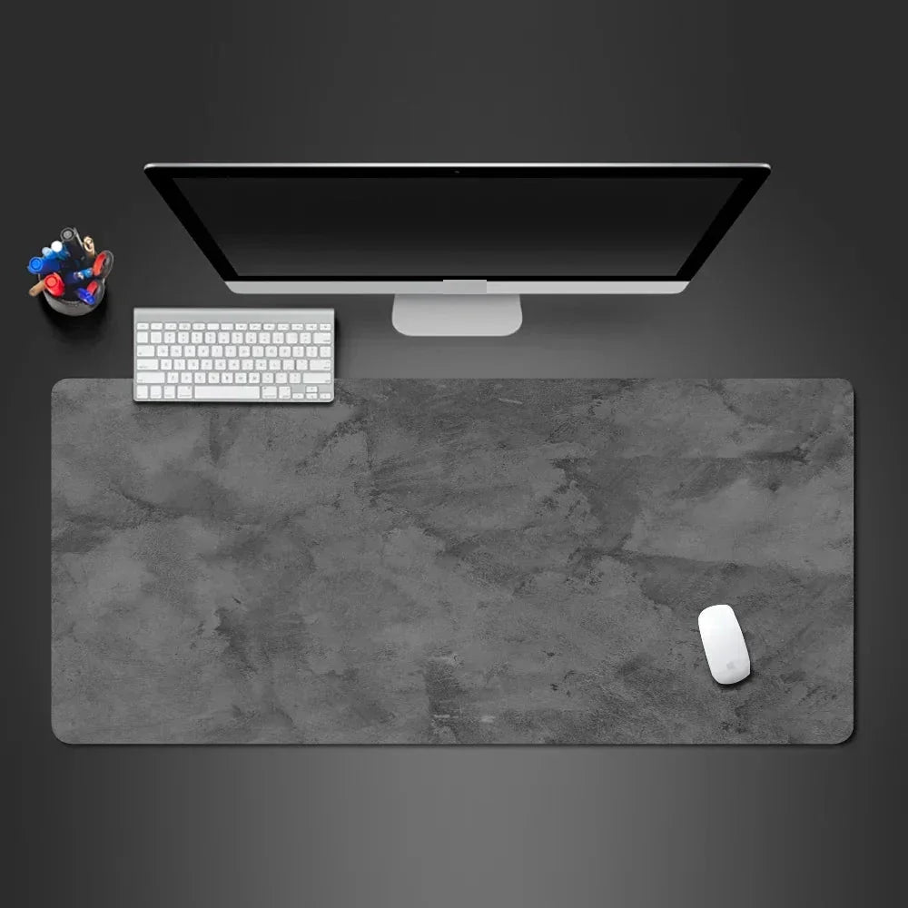 Gray XXL Gaming Mouse Pad – Extended Non-Slip Desk Mat with Overlocked Edges for Keyboard & Computer Setup