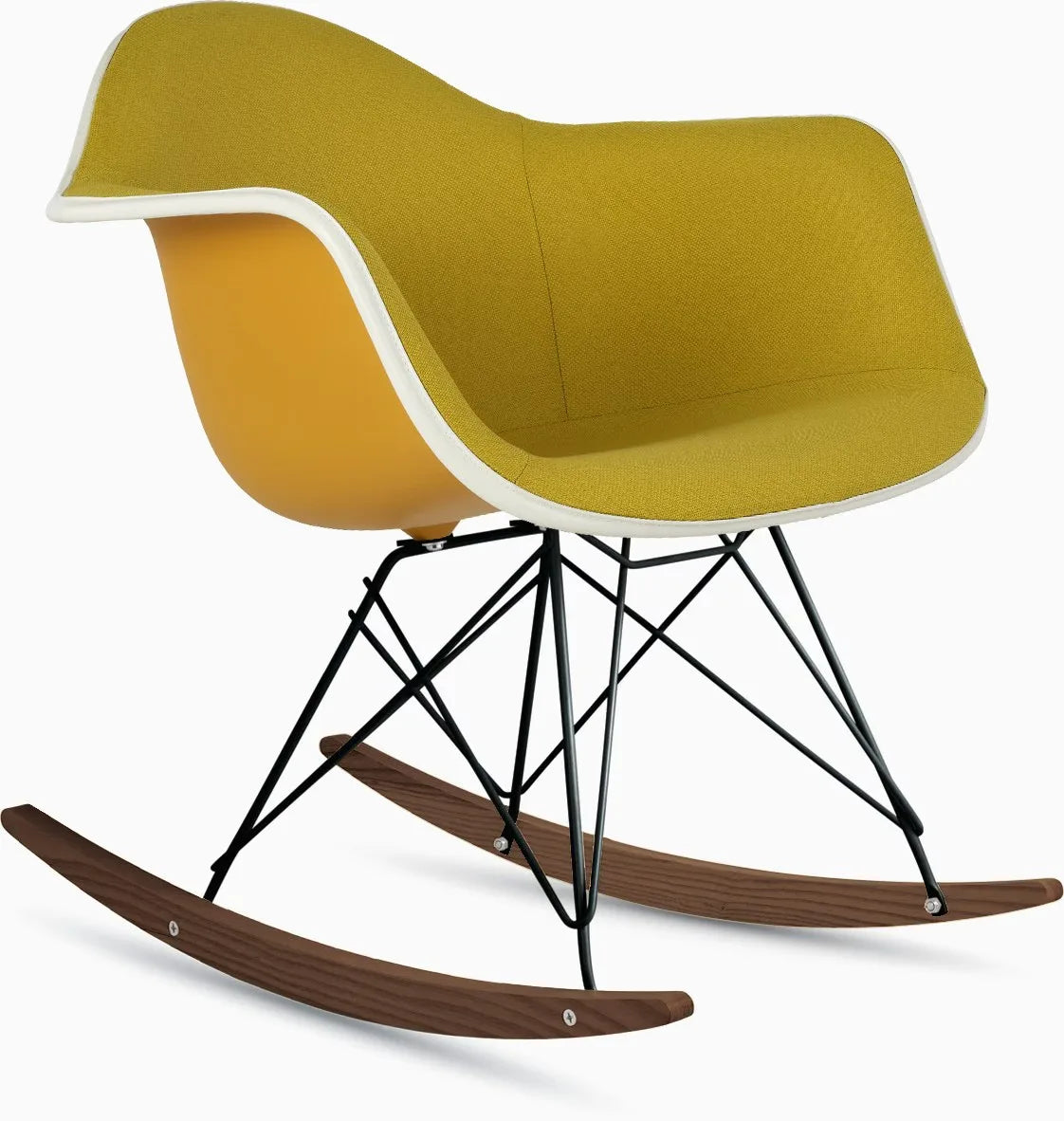Eames Upholstered Molded Plastic Armchair, Rocker Base