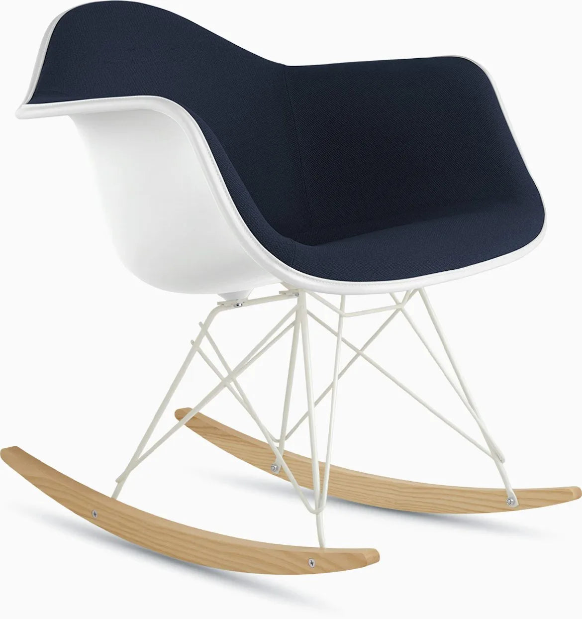 Eames Upholstered Molded Plastic Armchair, Rocker Base