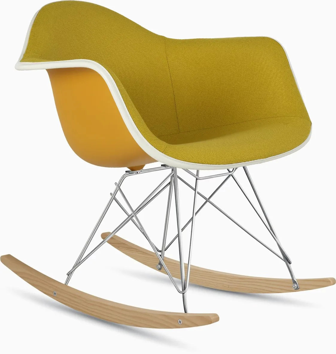 Eames Upholstered Molded Plastic Armchair, Rocker Base