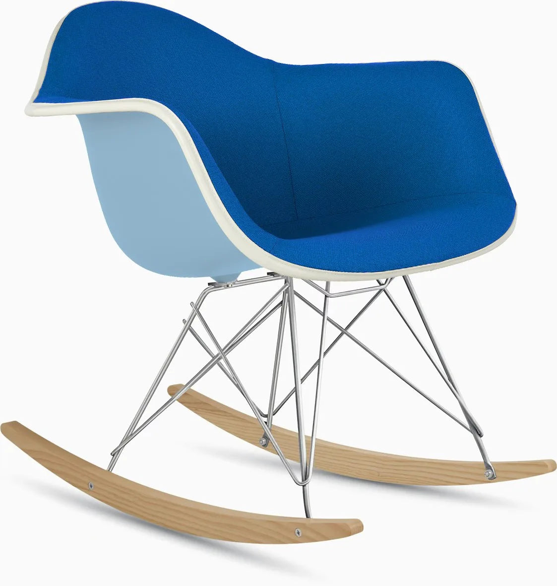 Eames Upholstered Molded Plastic Armchair, Rocker Base